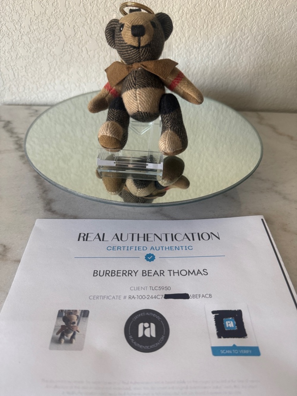 Authentic Burberry Thomas Bear Bag Charm/Keychain Check Pattern w/COA - Picture 8 of 8
